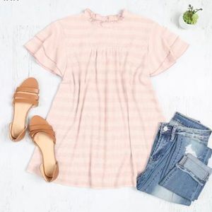 Perfect Peach Pink striped water fall top sz XL